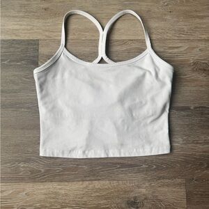 Beyond Yoga White Slim Racerback Croppd Tank